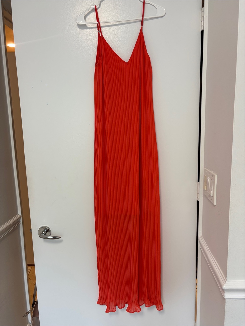 Orange Pleated Slip Maxi Dress